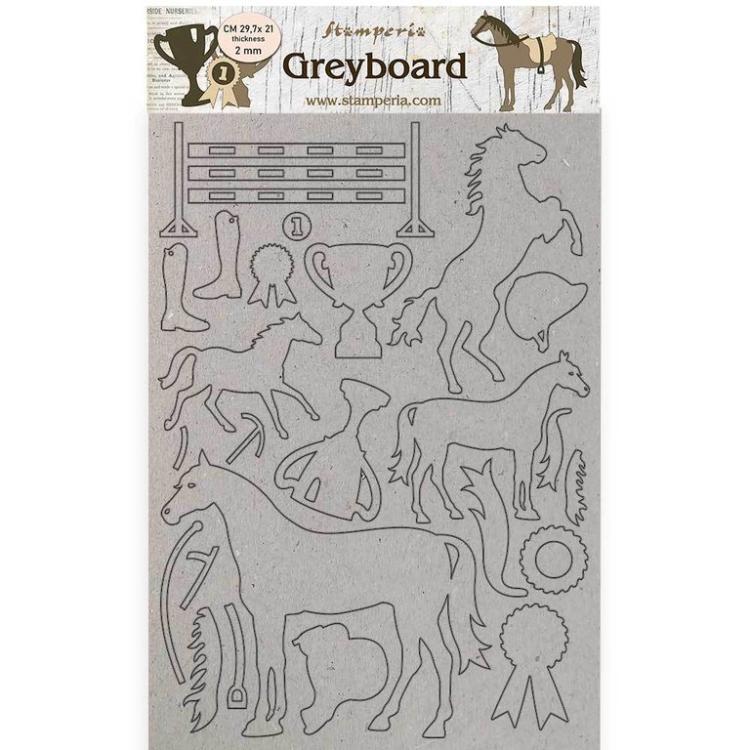 Stamperia A4 Greyboard Romantic Horses Trophy #434