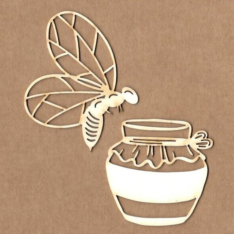 KORA Projects Chipboard Bee with Jar #2452