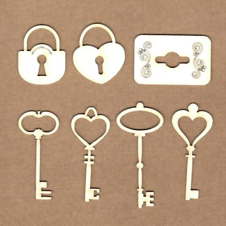 KORA Projects Chipboard Vintage Keys SET #4010