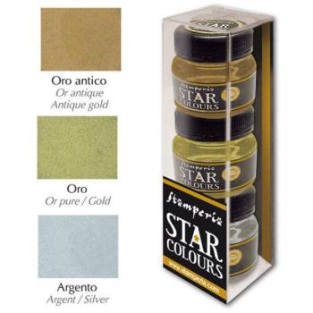 Stamperia Star Color Farben Set: Gold-Silver-Antique-Gold