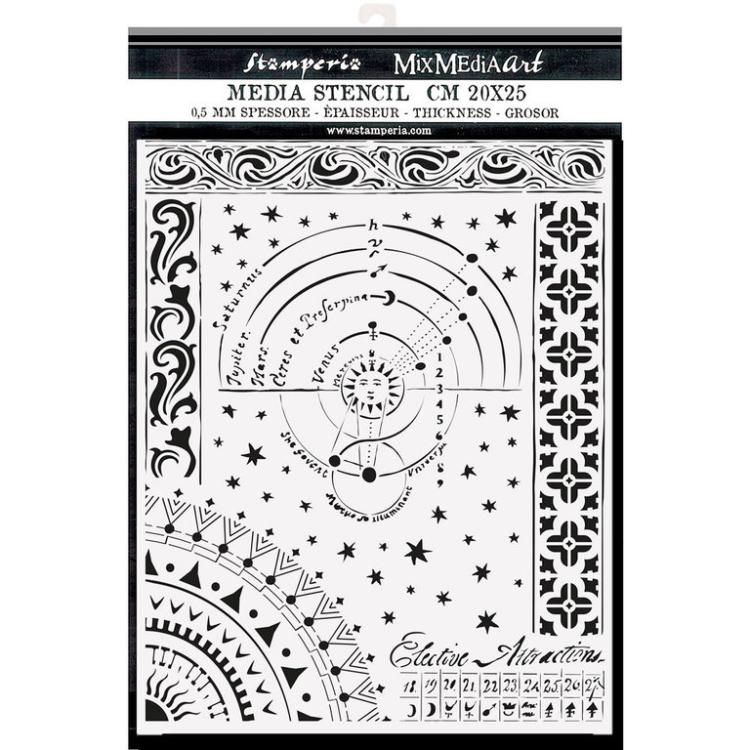 Stamperia Stencil Alchemy Planet Chart KSTD098