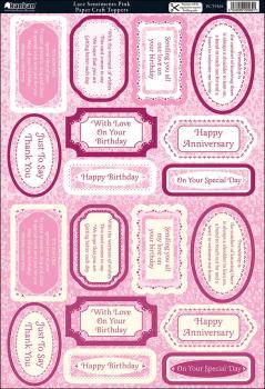 Kanban Cardstock Lace Sentiments Pink #9569