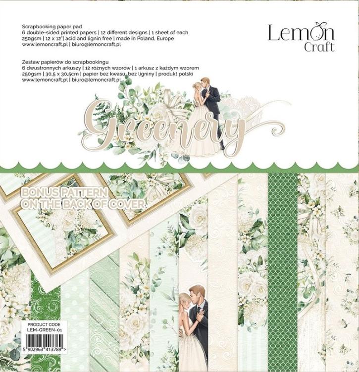 Lemon Craft 12x12 Paper Pack Greenery