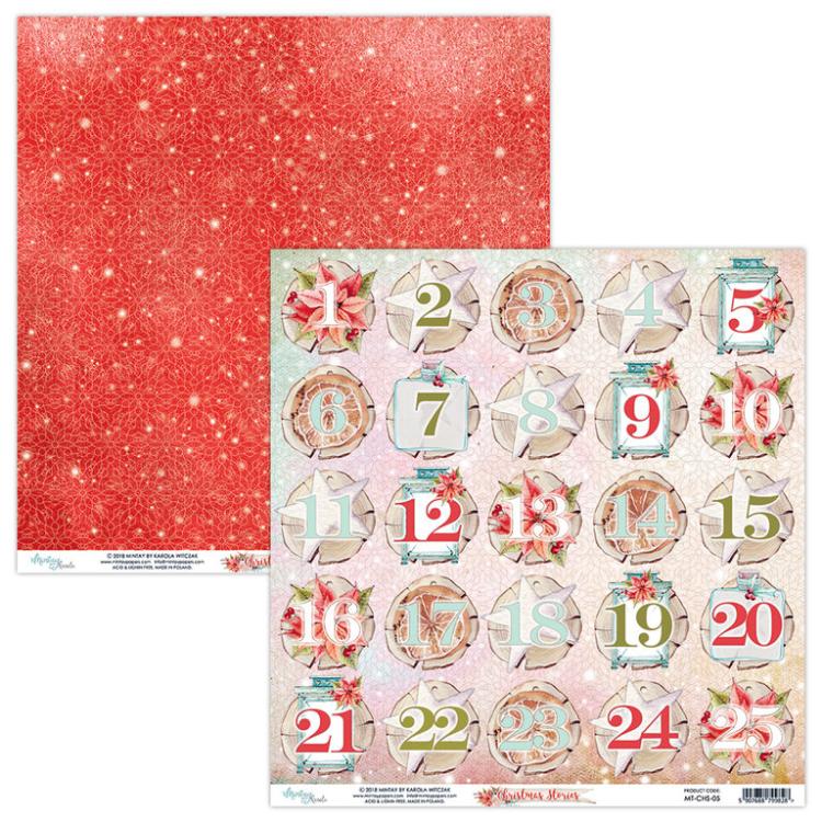SET Mintay 12x12 Paper Sheet Christmas Stories Advent Numbers #05