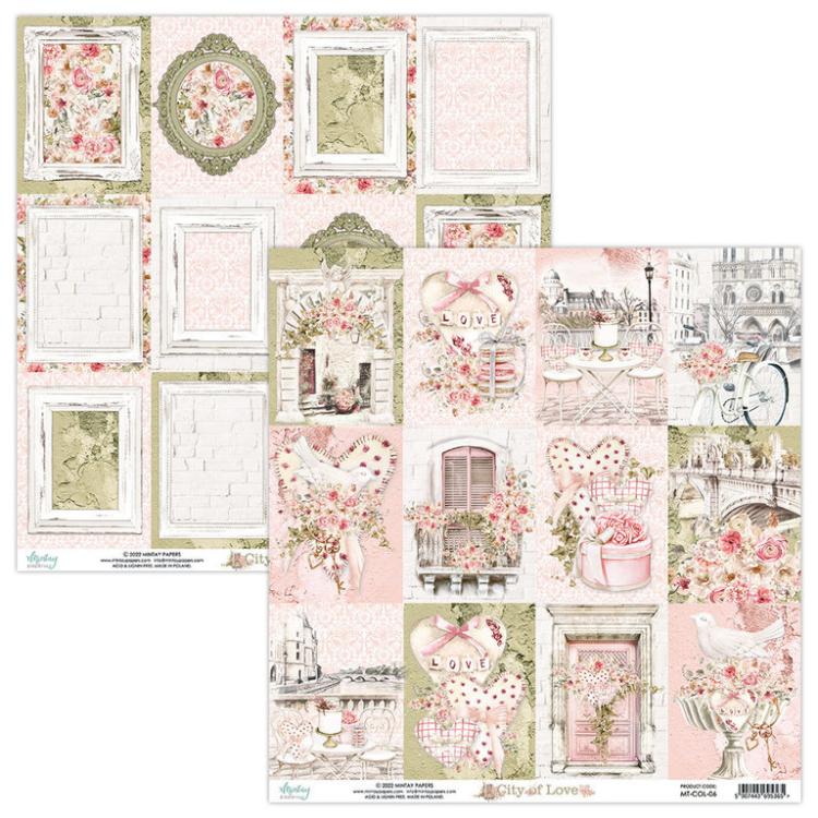 Mintay Papers 12x12 Paper Sheet City of Love Cards 06