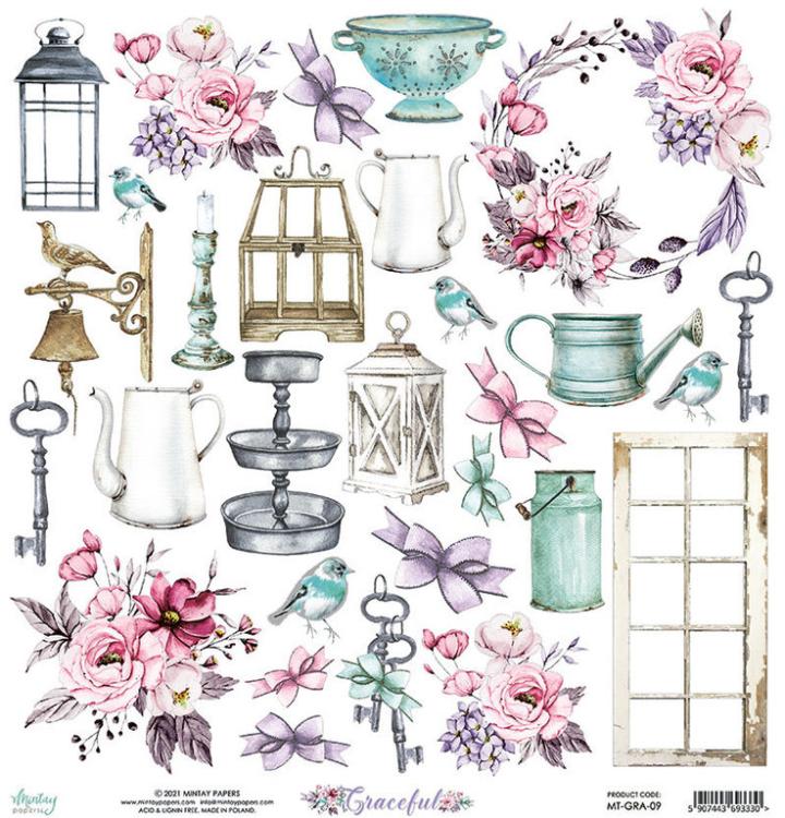 Mintay 12x12 Paper Sheet Graceful Elements #09