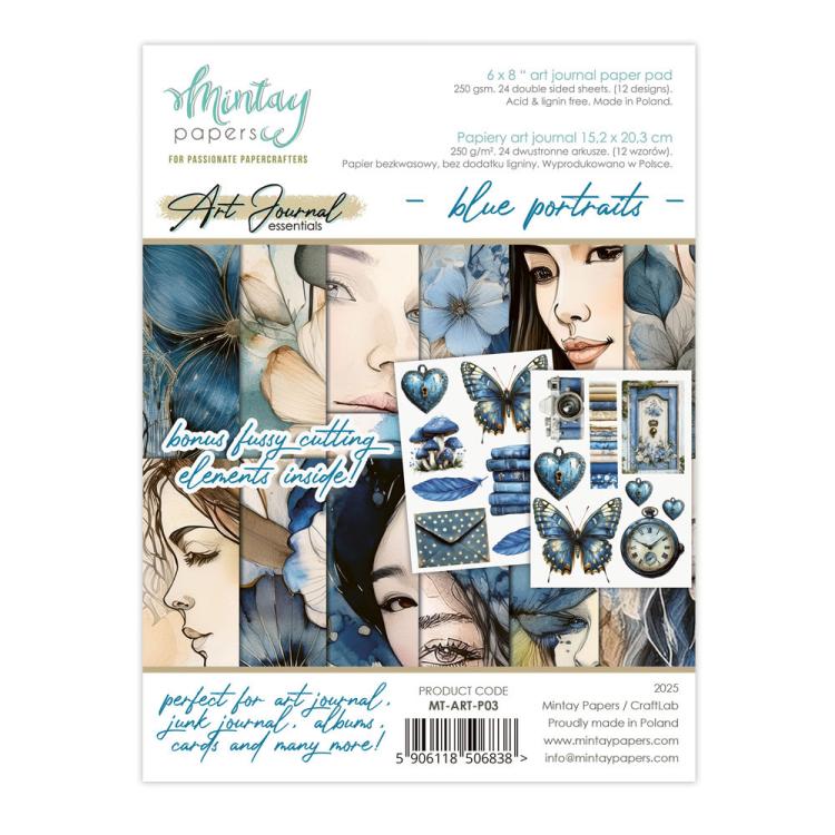 Mintay Papers Art Journal 6x8 Paper Pad Blue Portraits