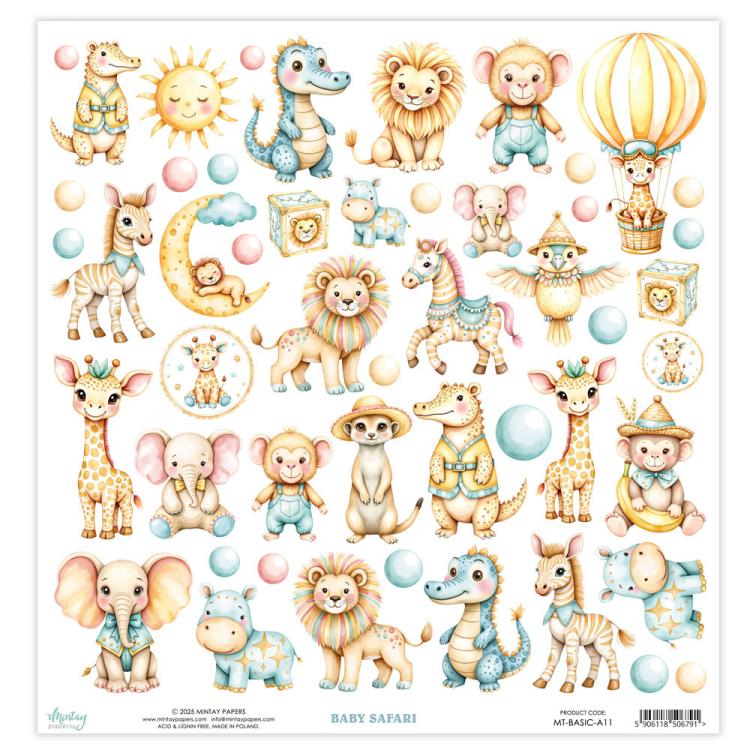 Mintay Papers Baby Safari 12x12 Elements Sheet