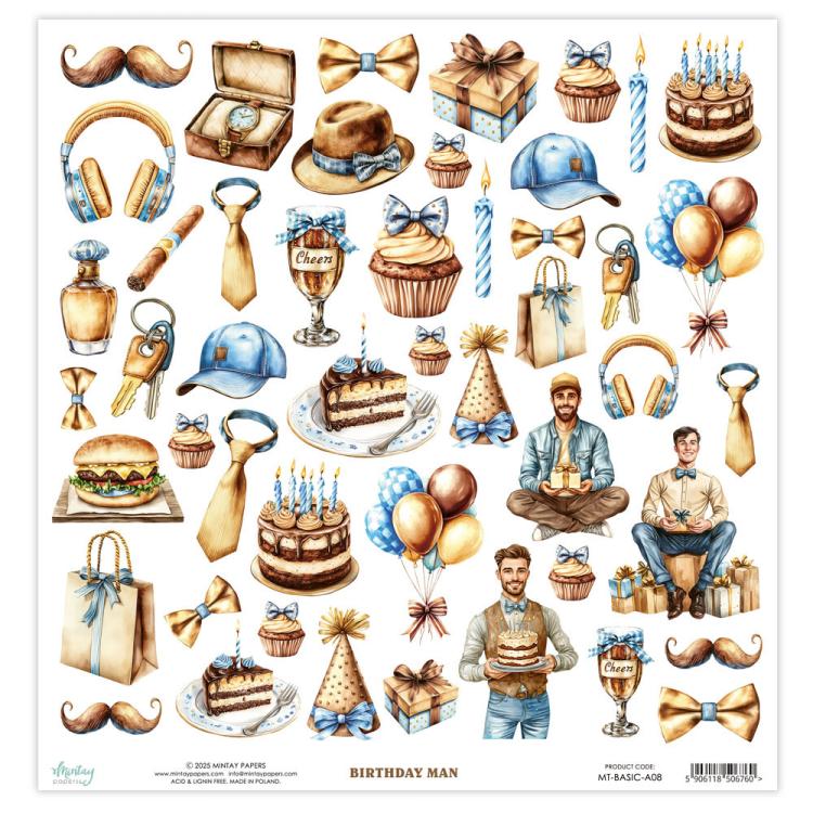 Mintay Papers Birthday Man 12x12 Elements Sheet
