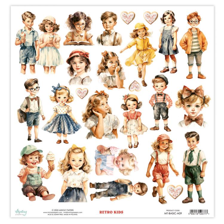 Mintay Papers Retro Kids 12x12 Elements Sheet