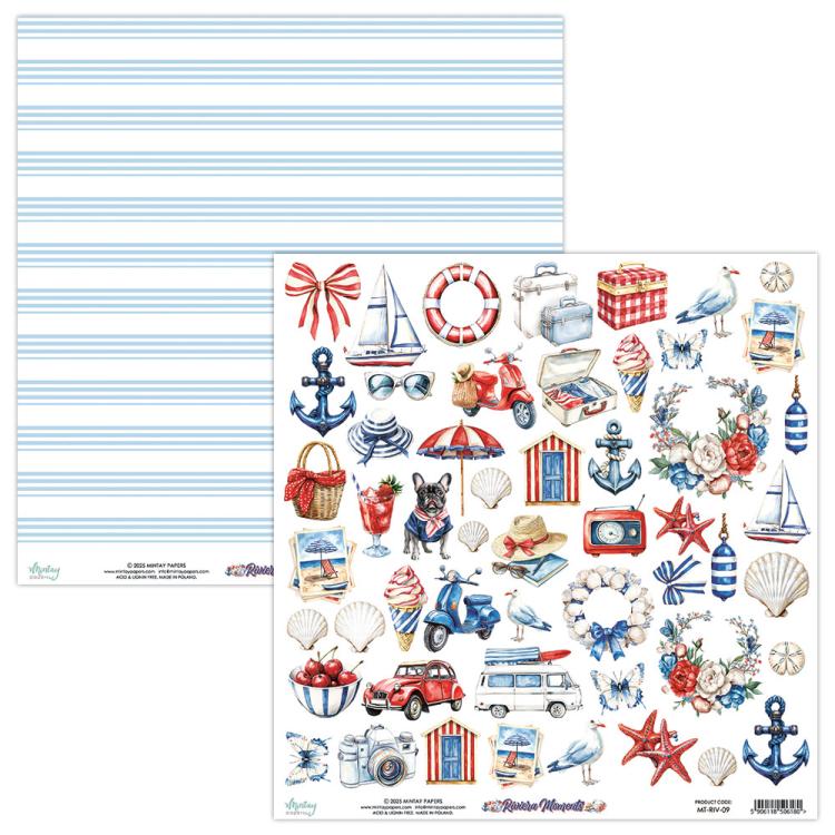 Mintay Papers Riviera Moments 12x12 Paper Sheet Elements 09