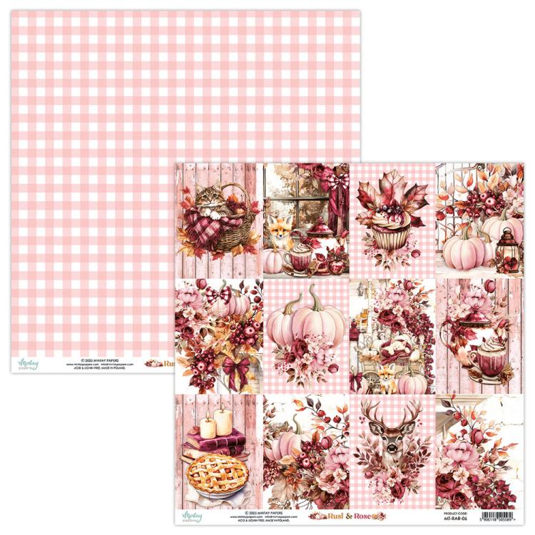 Mintay Papers Rust & Rose 12x12 Paper Sheet Cards 06