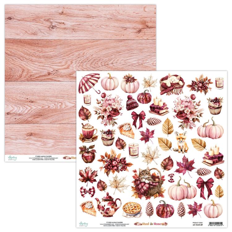 Mintay Papers Rust & Rose 12x12 Paper Sheet Elements 09