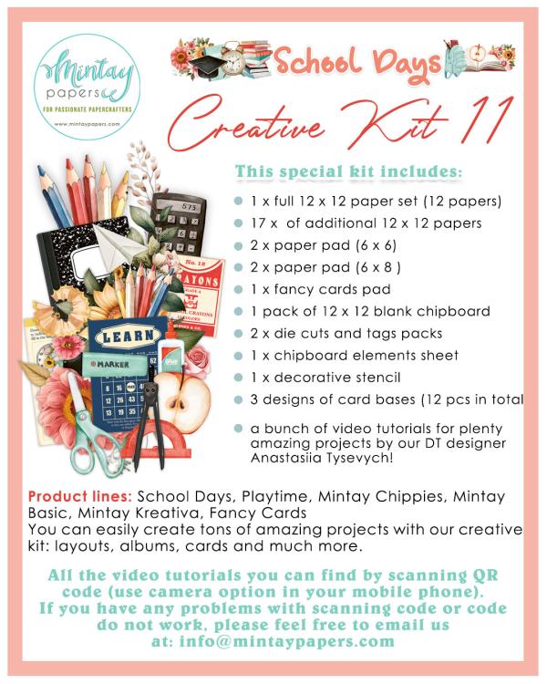 Mintay Papers School Days Scrapbooking Creative KIT #11