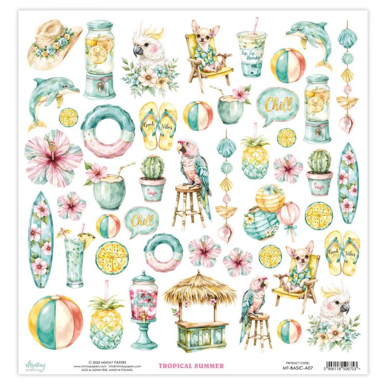 Mintay Papers Tropical Summer 12x12 Elements Sheet