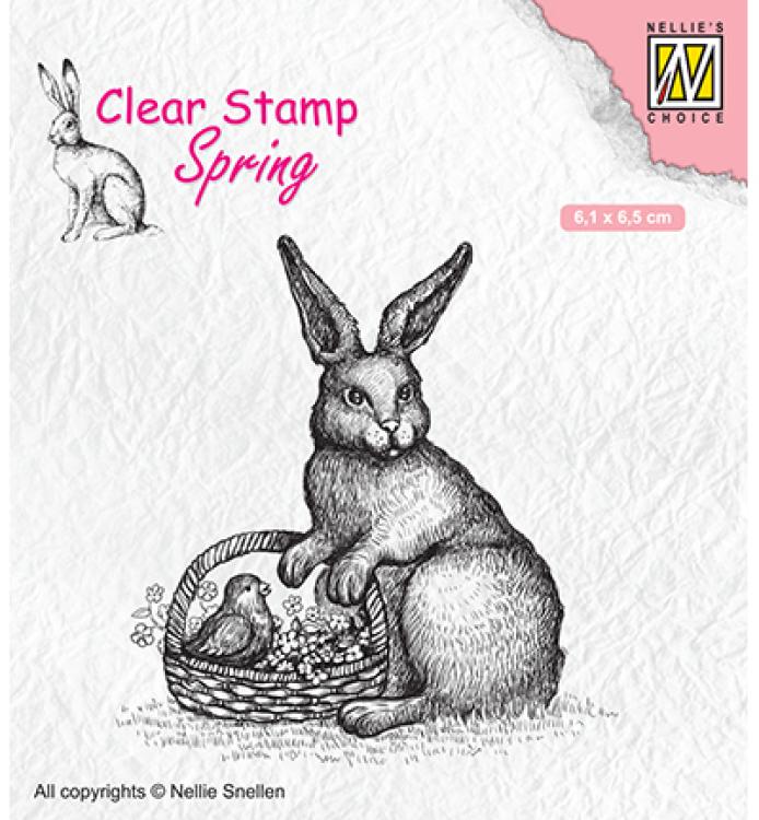 Nellie Snellen Clear Stamp Easter Hare with Basket #13