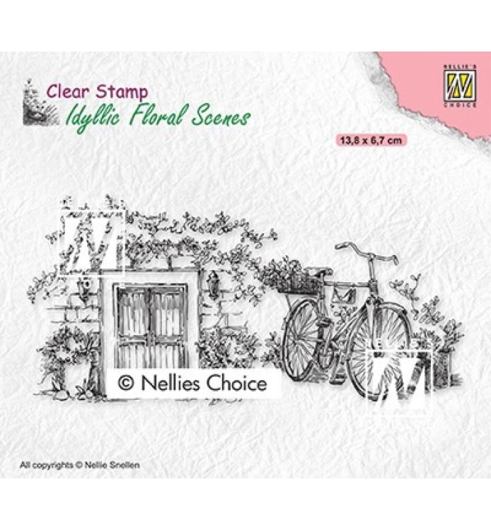 Nellie Snellen Clear Stamp Old Door with Bike #033