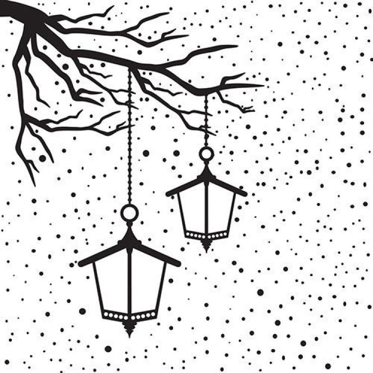 Nellie Snellen Embossing Folder Christmas Scene with Lantern