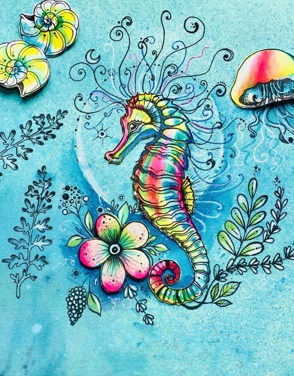 Pink Ink Designs Clear Stamp Seahorse Swirls