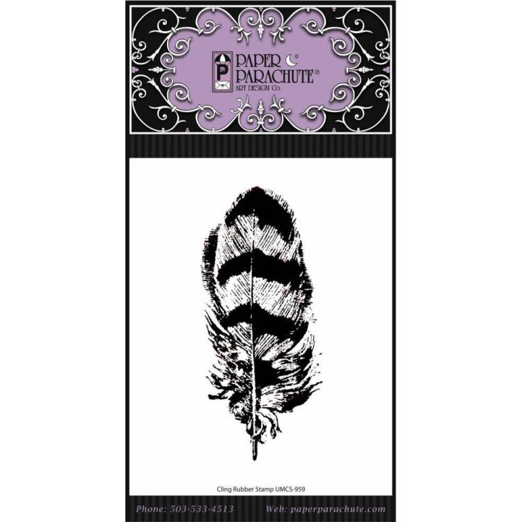 Paper Parachute Cling Rubber Stamps Feather