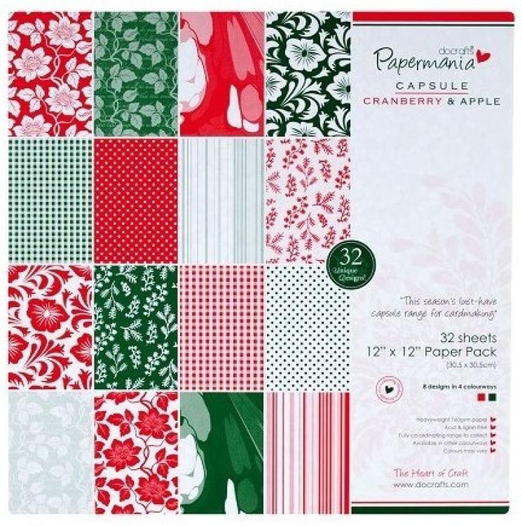 Papermania Capsule Cranberry & Apple 12x12 Paper Pad