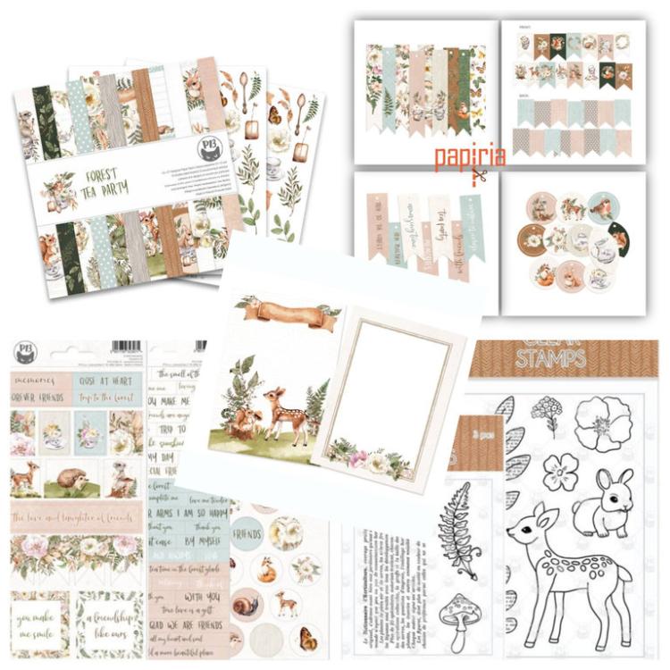 Piatek 13 Bumper Scrapbooking Kit Forest Tea Party mit Stempel