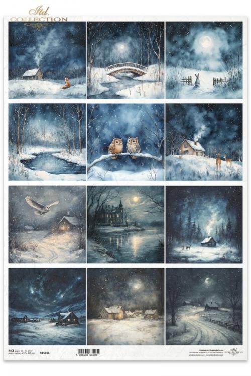 R1501L ITD Collection Winter's Tale A3 Rice Paper Winter Scenery