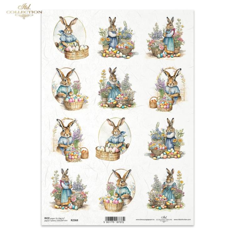 R2368 ITD Collection Easter Rabbits A4 Rice Paper
