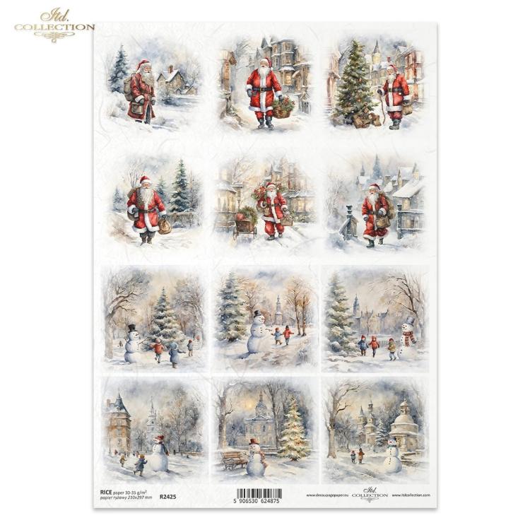 R2425 ITD Collection Santa Scenes A4 Rice Paper
