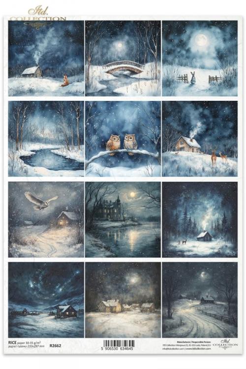R2662 ITD Collection Winter´s Tale A4 Rice Paper Night Landscape