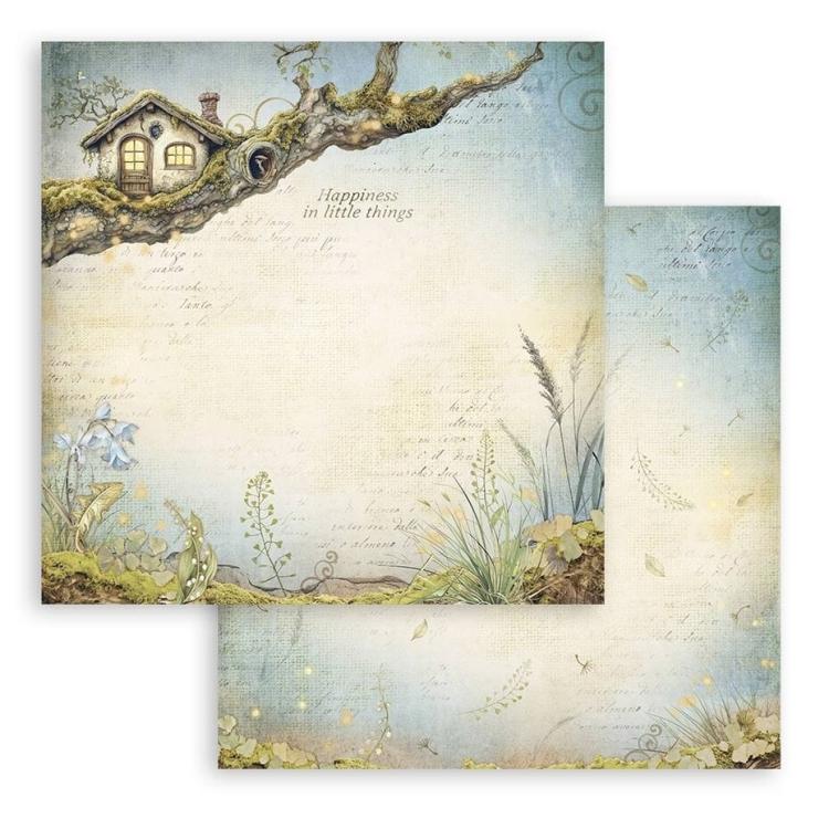 SBB1057 Stamperia Hidden Grove 12x12 Paper Sheets Tags 3er Set