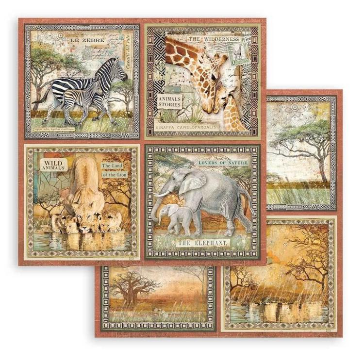 Stamperia 12x12 Paper Set Savana Cards SBB866