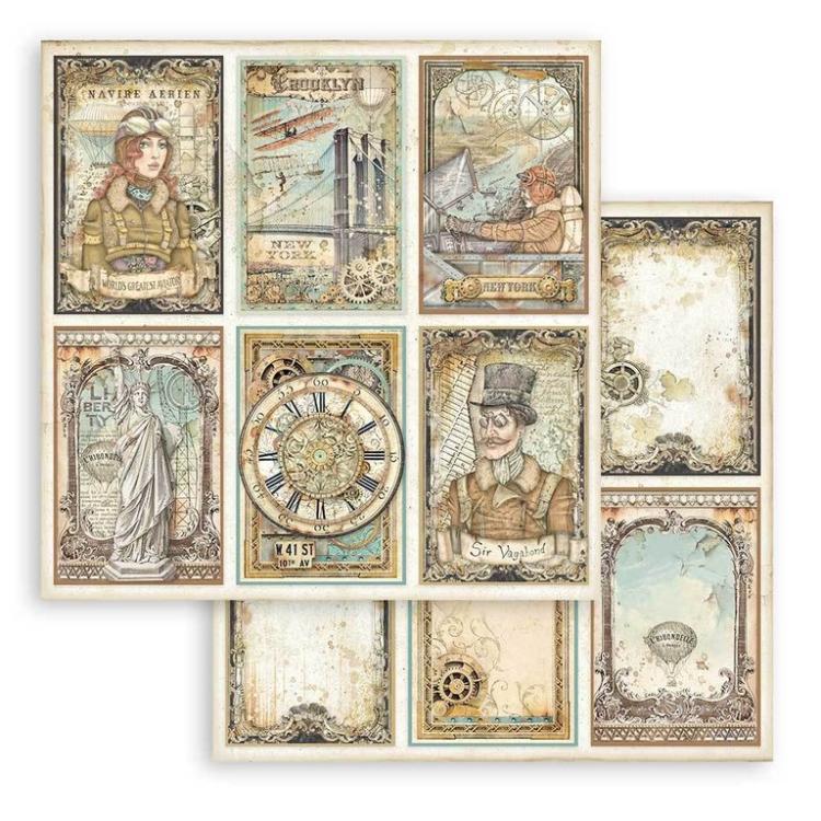 Stamperia 12x12 Paper Set Sir Vagabond Aviator Cards SBB877