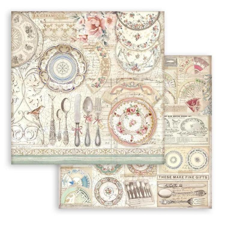 SBB984 Stamperia Brocante Antiques 12x12 Paper Sheets Plates 3er Set