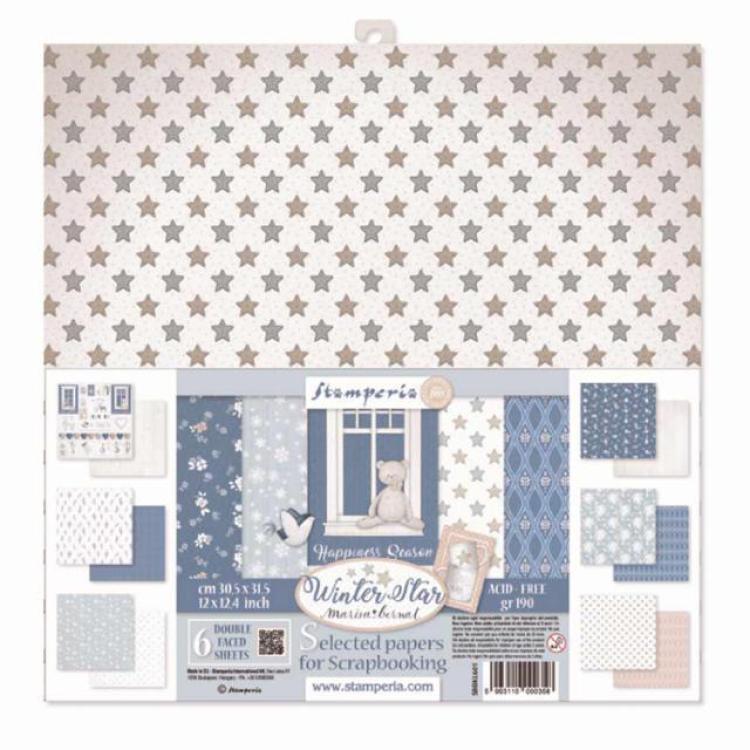 Stamperia 12x12 Assortiment Winter Star #SBBKL601