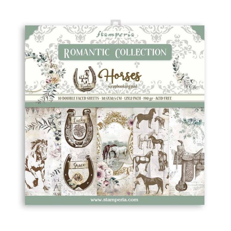 Stamperia 12x12 Paper Pad Romantic Horses #SBBL90