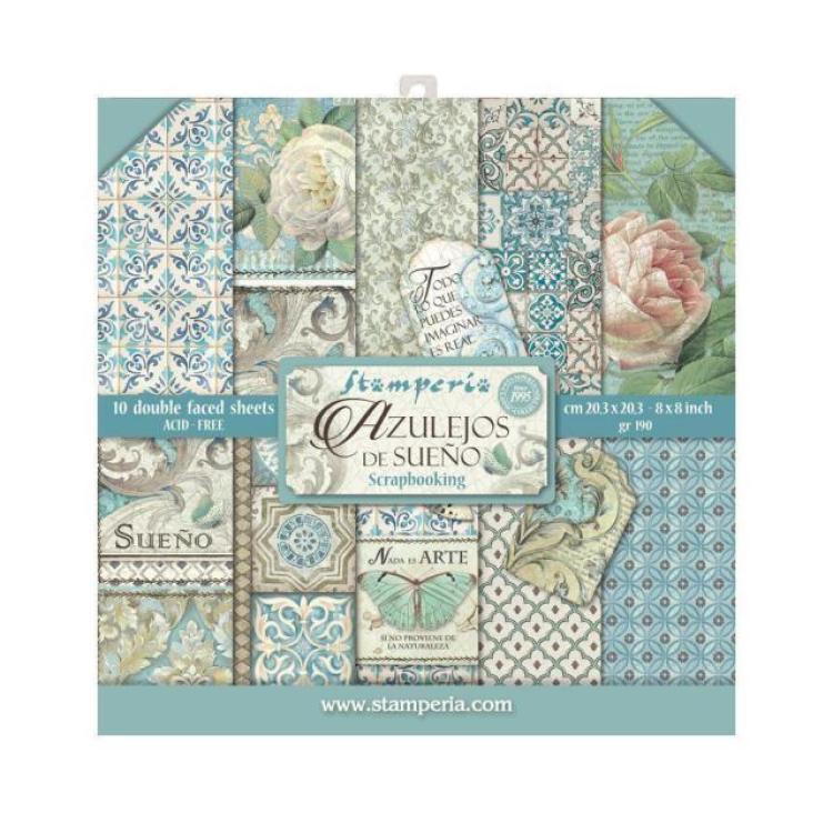 Stamperia 8x8 Paper Pad Azulejos de Sueno #SBBS04