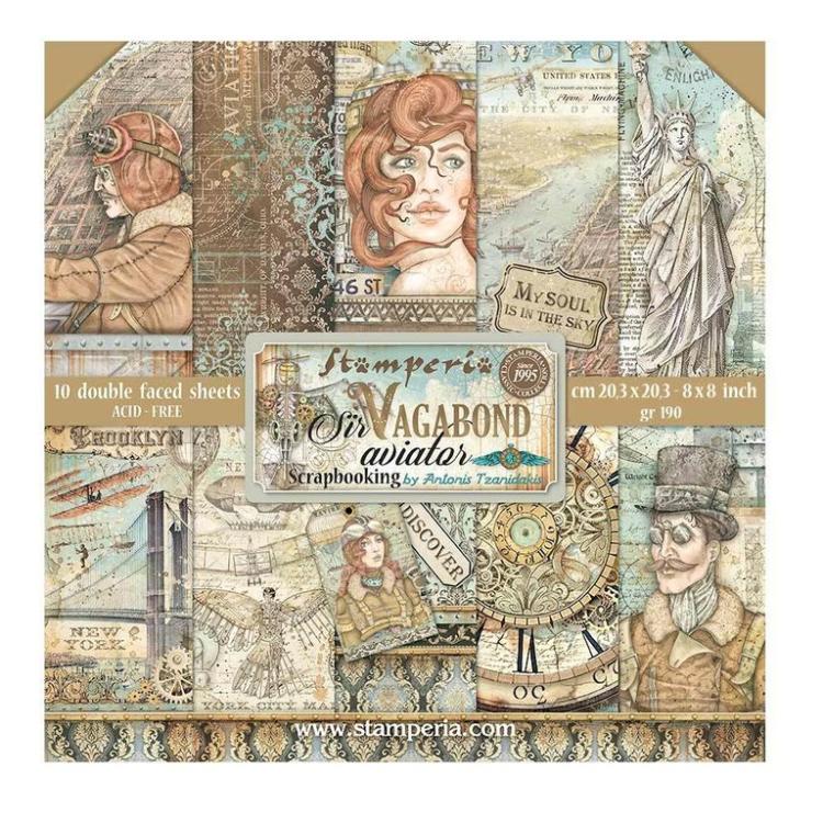 Stamperia 8x8 Paper Pad Sir Vagabond Aviator SBBS61