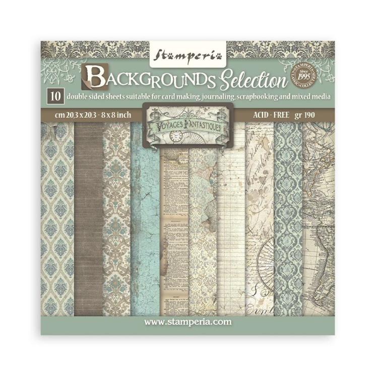 SBBS97 Stamperia Voyages Fantastiques 8x8 Paper Pad Backgrounds