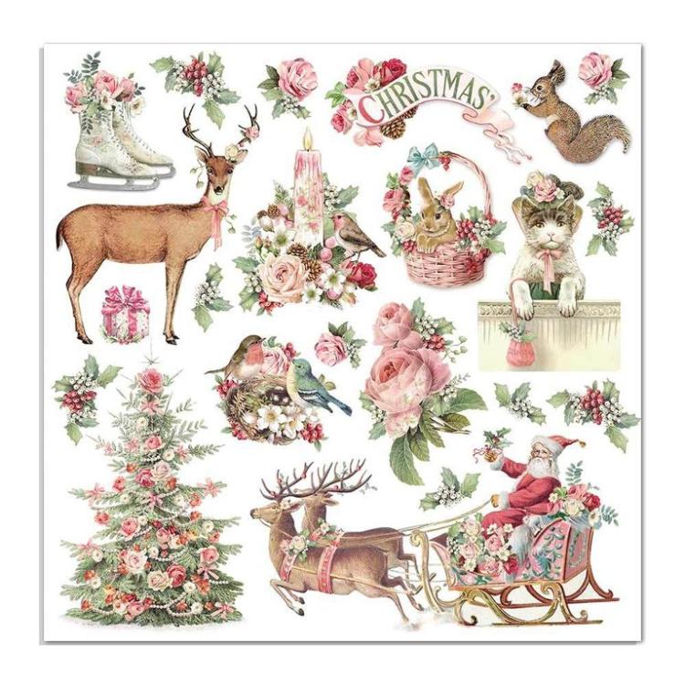 Stamperia 6x6 Paper Pad Pink Christmas #SBBXS07