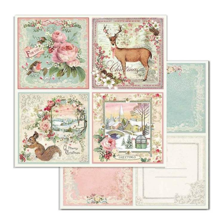 Stamperia 6x6 Paper Pad Pink Christmas #SBBXS07