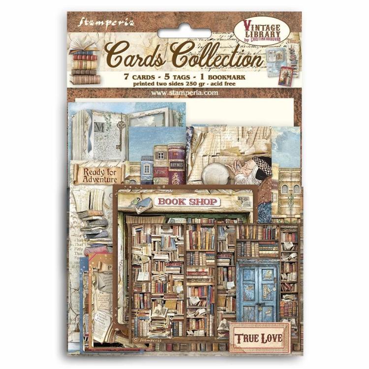 SBCARD16 Stamperia Cards Collection Vintage Library