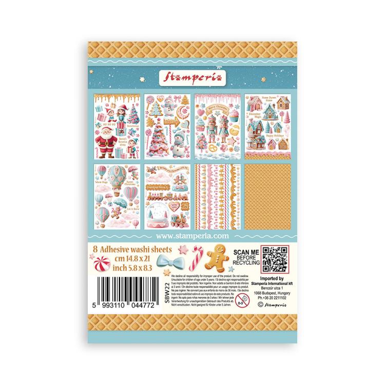 SBW22 Stamperia Candy Christmas A5 Washi Pad (8pcs)