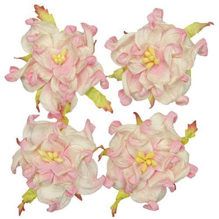 Mulberry Flowers Gardenia 5 cm White Pink