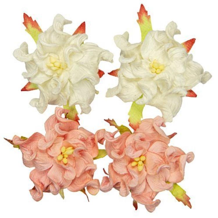 Mulberry Flowers Gardenia 5 cm White Salmon SET