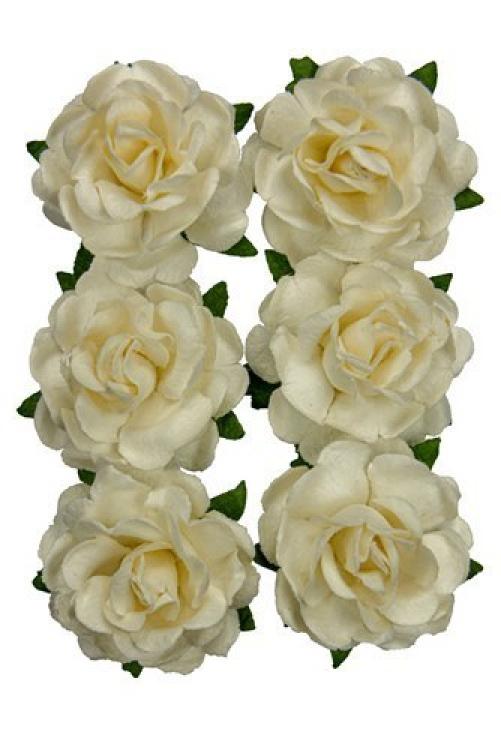 Mulberry Flowers Jubilee Roses 3 cm White