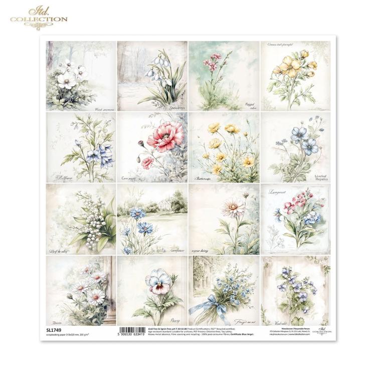 SL1749 ITD Collection Floral Shabby Chic 12x12 Paper Sheet