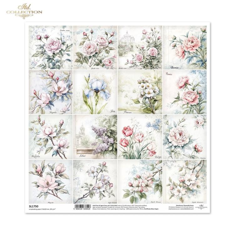SL1750 ITD Collection Floral Shabby Chic 12x12 Paper Sheet
