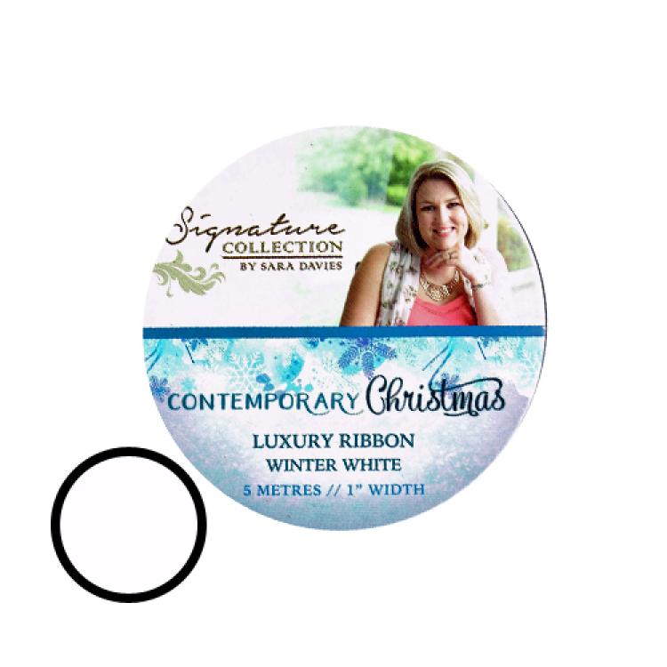 Sara Contemporary Christmas Luxury Ribbon Winter White