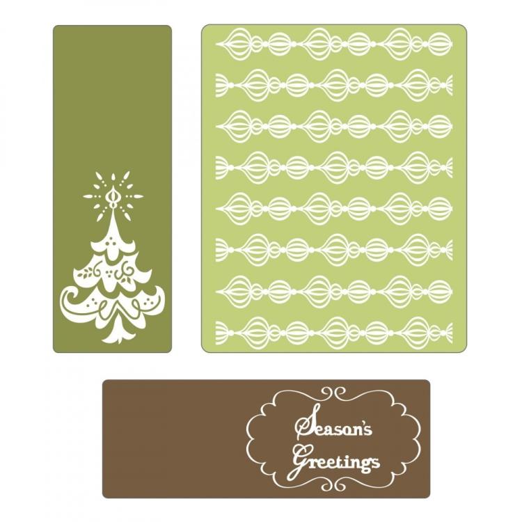 Sizzix Embossing Folder 3PK Season's Greetings Set #656986